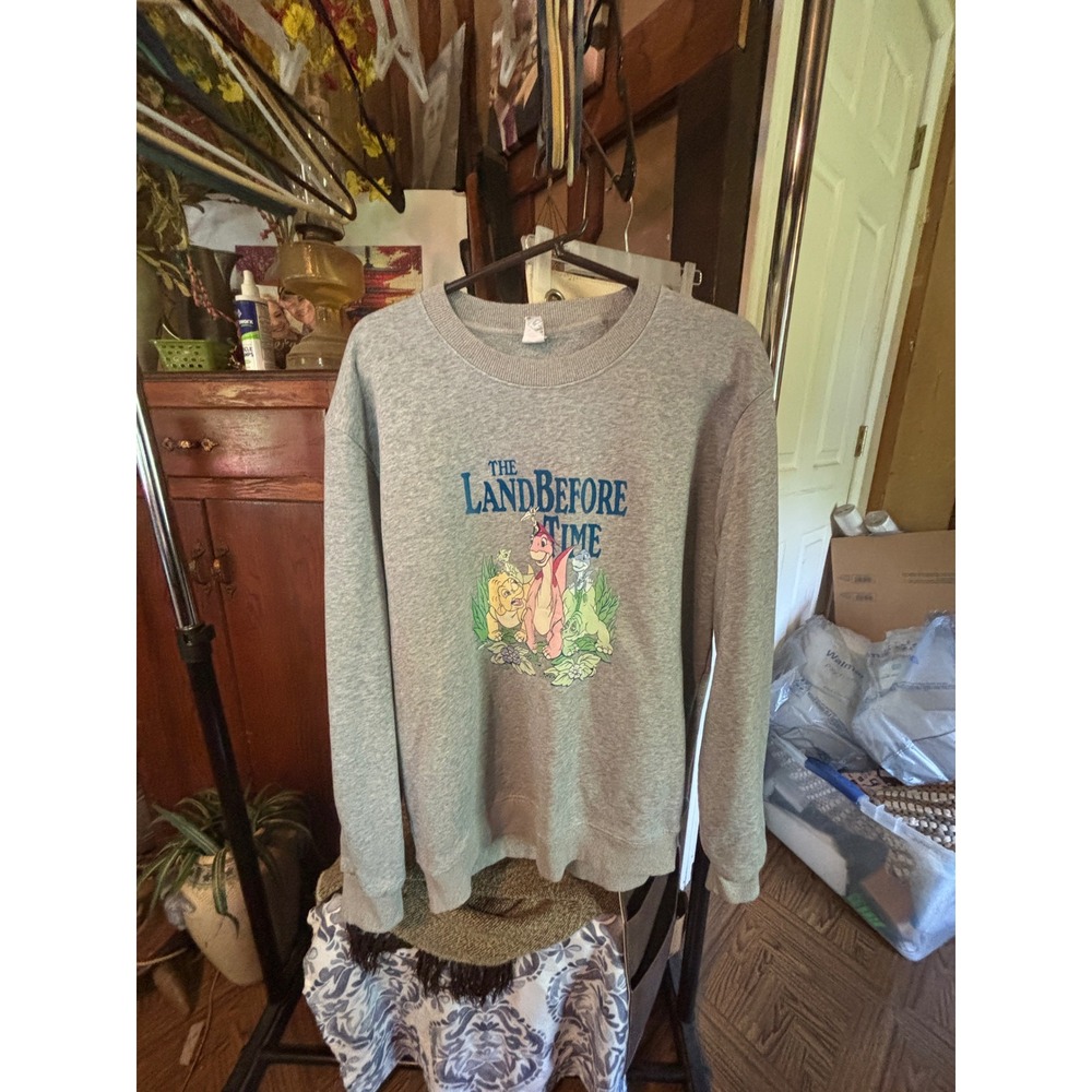 DERNM The Land Before Time Graphic Sweatshirt Heather Gray Mens Large Dinosaur